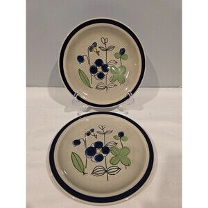 Set of 2 Quasar Petit Fleur Sy-9873R Salad Plate Stone Ware Japan Hand painted
